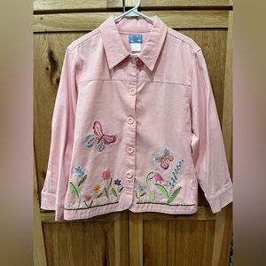 Pink Denim Embroidered Sequins/Rhinestones Jacket